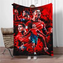 Football Star CR7 Multi Pose Portrait Fleece Blanket Cozy Light Throw Bed Living Room Travel Teen Decor Athlete Sports Blanket 75x90cm