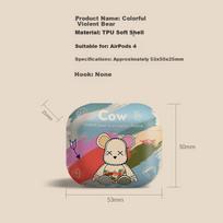 Case for Apple AirPods 4 [Neon Violent Bear] Apple Earphone Case, Wireless Bluetooth Earphone Cover, Shockproof Creative Anti-Slip Shell Storage Box