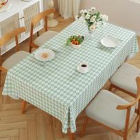 Ali Tablecloth, Waterproof And Oil-Proof, Washable And Heat-Resistant PVC Table Mat, Coffee Table Cover, Rectangular Green Plaid, 1.2*1.6 Meters