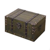 Pirate Treasure Chest Collectible Multifunctional Home Decoration Wooden Box L Green