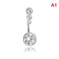 1Pc Crystal Belly Piercing Button Rings Bar Barbell Drop Dangle Navel Rings sidabras