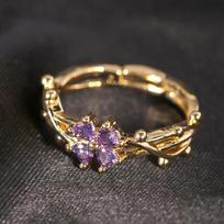 Fashionable Exquisite Niche Four Leaf Flower Design Finger Ring Classic Personalized Hollow Flower Adjustable Opening Ring A1