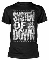 Official System Of A Down T Shirt Distressed Logo Black Mens Classic Rock Metal S