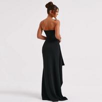 Evening dress one-word neck tube top dress European and American fashion sexy backless high split dress XS juoda