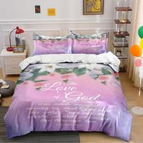 Christian Bedding Set with Lilies & Verse Bedding set (1 duvet cover, 2 pillowcases, duvet not included) 135x200cm
