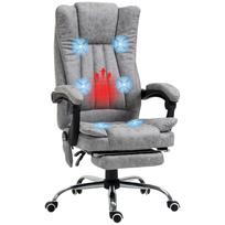 6 Point Vibrating Massage Office Chair with Heat, Breathable Faux Leather Office Chair with High Back, Height Adjustable Grey 62 x 67 x 113 cm pilka