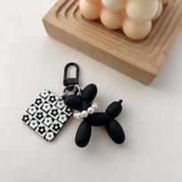 Cool Acrylic Cartoon Balloon Dog Keychains Black Heart Flower Pendant Phone Chain Key Buckle Accessories Bag Pendant Toys