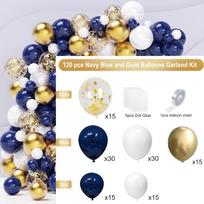 White and Blue Balloon 120pcs White Blue and Gold Balloon Decoration Arch Set for Birthday New Year Graduation Celebration Other