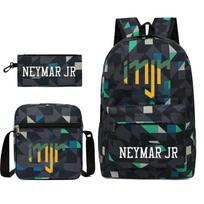 Neymar Neymar Football Printed School Bag 3-Piece Casual Pencil Case Shoulder Bag Backpack schoolbag 3-piece set