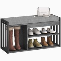 Shoe Rack with Bench, Hallway Shoe Rack, Shoe Cabinet with 3-Tier Design, for Hallway, Entryway, Living Room, Bedroom, Grey 86 x 30 x 45.4 cm pilka