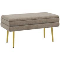Bench, Upholstered Bench, with Storage, Steel, 79.5 cm x 37.5 cm x 43 cm, Beige 79.5 x 37.5 x 43 cm smėlis