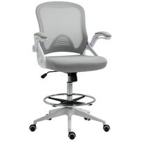 Office Chair, Desk Chair, Standing Function, with Footrest, Rotating Seat, Steel, Black, 64 x 60 x 106-126cm 64 x 60 x 126 cm šviesiai pilka spalva