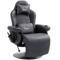 Gaming Chair, Massage Function, Reclining Backrest, Footrest, up to 120 kg, Steel Frame, Faux Leather, Black 78 x 82.5 x 111.5 cm juoda