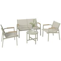 Sodo baldų komplektas Atsparus oro sąlygoms Metalinė sėdimoji grupė 4 žmonėms Sodo poilsio zona su 2 vietų sofa 2 foteliai Šoninis staliukas Žalias 112.5 x 68 x 74 cm žalia