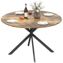 Apvalus valgomojo stalas 4 žmonėms, pramoninio stiliaus virtuvės stalas su plieninėmis kojomis, skirtas valgomajam, virtuvei, rustic brown 120 x 120 x 75 cm