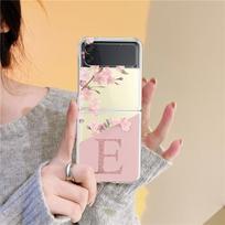 For Samsung Galaxy Z Flip 3 4 Z Flip3 Flip4 Case Cherry Blossom Flower Initial Alphabet Clear Hard Cover For Samsung Zflip3 Capa For Z Flip3(5G)