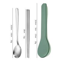 410 Stainless Steel Cutlery Set Storage Case Portable Tableware Set Kitchen Dinnerware Korean Style Home School Kitchen Tool žalia