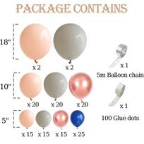 Rose Gold Balloon Arch Set With Gray Night Blue Latex Balloon Suitable For Girls Wedding Birthday Arrangement Set as shown