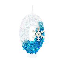 Frozen Birthday Candles 0-9 Number Glitter Blue Snowflake Cake Candle Kids Girls Birthday Party Cake Topper Decoration Supplies