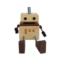 Artisanal Moving Wooden Robot Car Decors Magnetic Dashboard Mount Swinging Limbs Unique Handcrafted Office Gift