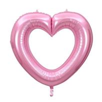 Metallic 40 Inch Heart Balloon Reusable DIY Hollowed Heart Foil Balloons Large Inflatable Heart Chain Balloons Wedding Ornament One size rožinė