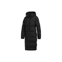 Adidas Solid Color Zip Hooded Long Cotton Coat Women Outerwear Black CY8647 XL