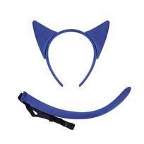 Fashionable Blue Cats Ears Headpiece Soft Headpieces Cartoon Hariband for Themed Occasion Role Play Accessories
