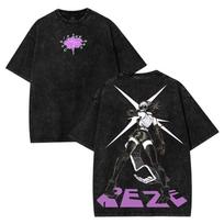 Chainsaw Man Reze Manga T Shirt Harajuku Vintage Washed Fashion Yk Streetwear For Mens Clothing Oversized Cotton Tees Tops S