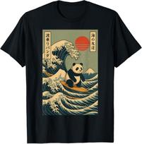 Panda Surfing Japanese T-Shirt XXL