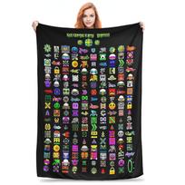 Geometry Dash Antklodė Minkšta Šilta Flanelinė Mesti Antklodę Dangalas Lovai Svetainei Iškylai Kelionei Namams Sofai Size: 75*100cm, Weight: 230 GSM black
