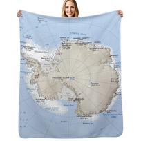 Antarctica Relief Map (1986) Throw Blanket Flannel Fleece Soft Warm Throw Blanket Size: 75*100cm, Weight: 230 GSM