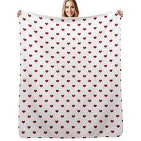 Small Red Hearts Throw Blanket Soft Sherpa Fleece Warm Blanket for Winter Size: 75*100cm, Weight: 230 GSM