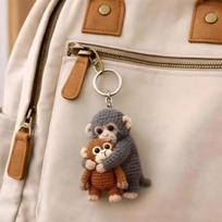 Crochet Punch Monkey Keychain, Emotional Support Punch Monkey Keychain, For Backpack Purse Keys