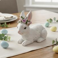 Easter Bunny Figurine Cute Design Resin Hare Statue Holiday Themed White Ornament for Style B