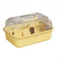 Transparent Hamster Travel Cage Ventilated Design Small Animal Includes Accessories geltona