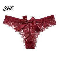 Women Lace Underwear Women's Sexy Sheer Thong, Cheeky See Through Underwear, Seamless Thong High Waist T Back Stretch Panties with Bow Stretchy S raudona