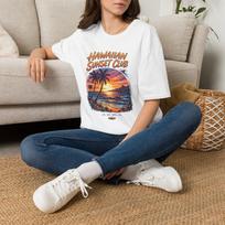 Hawaiian Sunset Club Shirt Tropical Beach Palm Tree Graphic Tee | Kids Sticker Plush Blanket Gift L