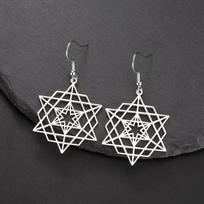 Dawapara  Star Tetrahedron Pendant Hexagon Merkaba Earrings Sacred Geometry Spiritual Jewelry Stainless Steel Yoga Gift