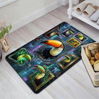 Neon Toucan Frames Pattern Rug Floor Mat for Living Room or Bedroom Soft and Comfortable Carpet a Gift for Birthday and Holiday. 40x60cm( 15x23in ) įvairiaspalvis