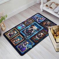 Cybernetic Bulldog Portraits Pattern Rug Floor Mat for Living Room or Bedroom Soft and Comfortable Carpet a Gift for Birthday and Holiday. 40x60cm( 15x23in ) įvairiaspalvis