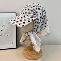Retro Scarf Peaked Cap Floral Strappy Bandana Cap Driving Y2K Headscarf Baseball Hat  Outdoor balta