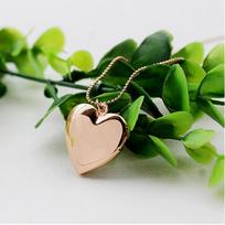 Fashion Chain Friend Lover Photo Picture Locket Pendant Necklace Heart Shaped auksas