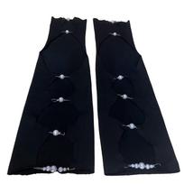 Springy Pearl Half Finger Arm Cover Thin Hollowed Calf Sleeve Fashion Black Punk Arm Sleeves  Girls