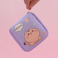 Cotton Plush Panda Womens Sanitary Pad Storage Bag With Sealed Design For Travel And Home Use Purple