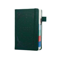 English Schedule Planner Notepad PU Leather Office Work Planner  Student žalia