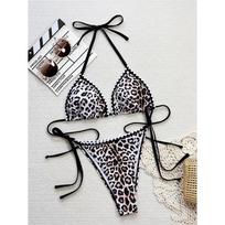 Sexy Leopard Halter Strappy High Cut Bikini Female Swimsuit Two-pieces Bikini set Women Swimwear Bather Bathing Suit Swim S leopardas