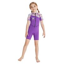 Kids Full-Body Neoprene Wetsuit Snorkeling Swimming Surfing Diving Warmth Protection UV Shield Small violetinė