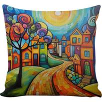 Colorful House Cross Stitch Pillow Cover Kit DIY Handmade Throw Pillow Case 11CT Embroidery Pillowcase Kit Home Decoration