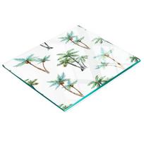 Tempered Glass Kitchen Board for Serving with Palm Tree Graphics 60X52 Cm
