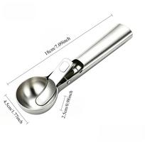Stainless Steel Ice Cream Spoon,Dual-Use Cone and Dessert Scoop,Fruit Baller, Spring-Loaded Ice Cream Scooper S【18*4.5cm,Depth: 2.5 cm】